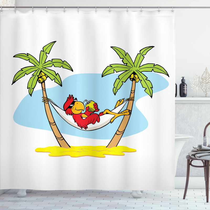 Hammock Palm Tree Shade Shower Curtain
