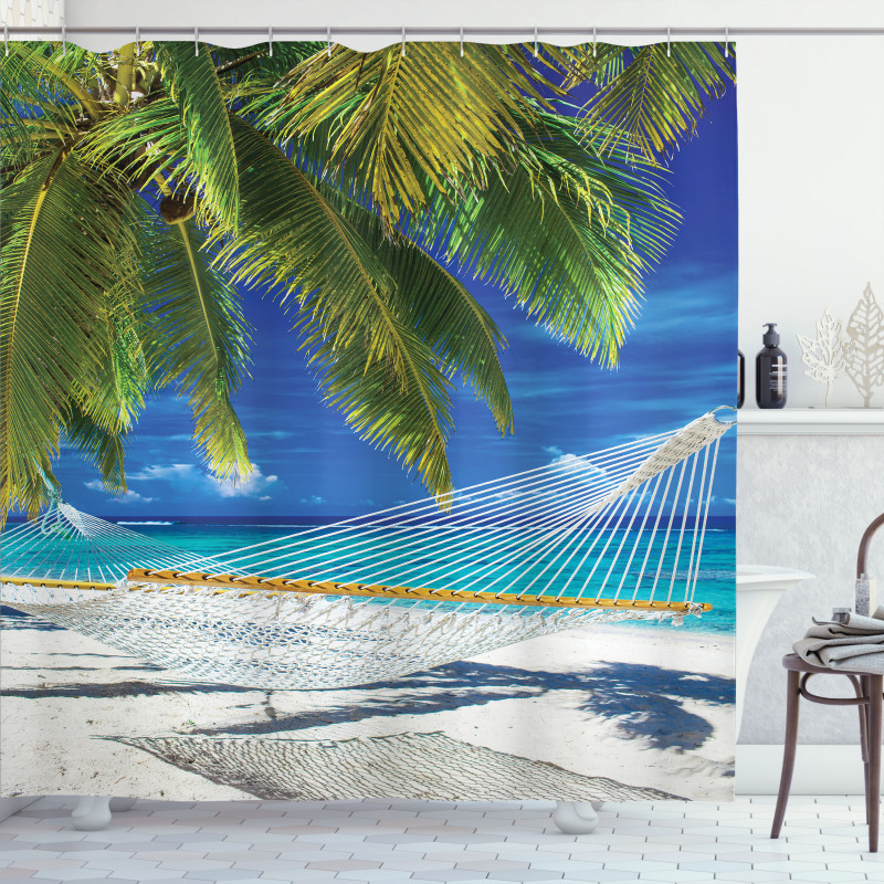 Sandy Palm Coconut Sea Shower Curtain