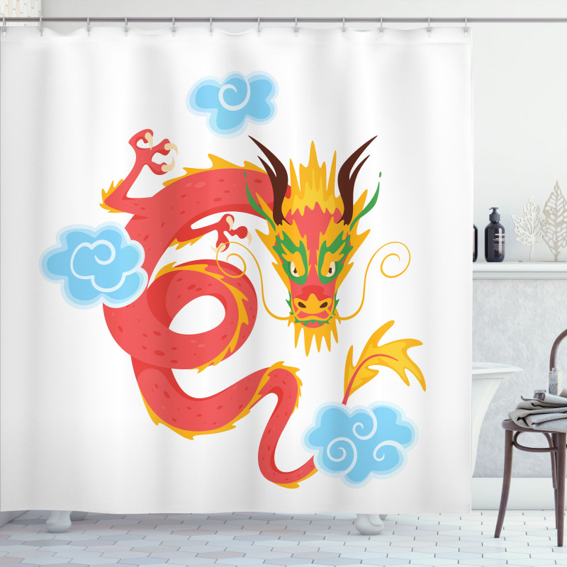 Swirling Clouds Angry Dragon Shower Curtain