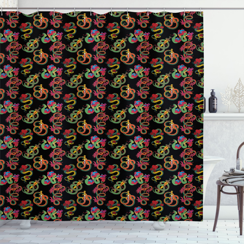 Colorful Ornamental Snakes Shower Curtain