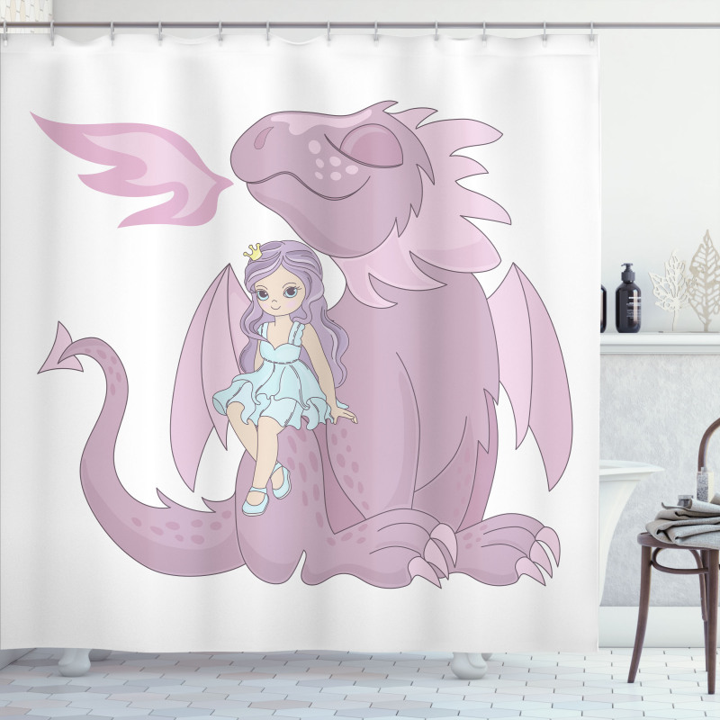 Princess Sitting on Creature Shower Curtain