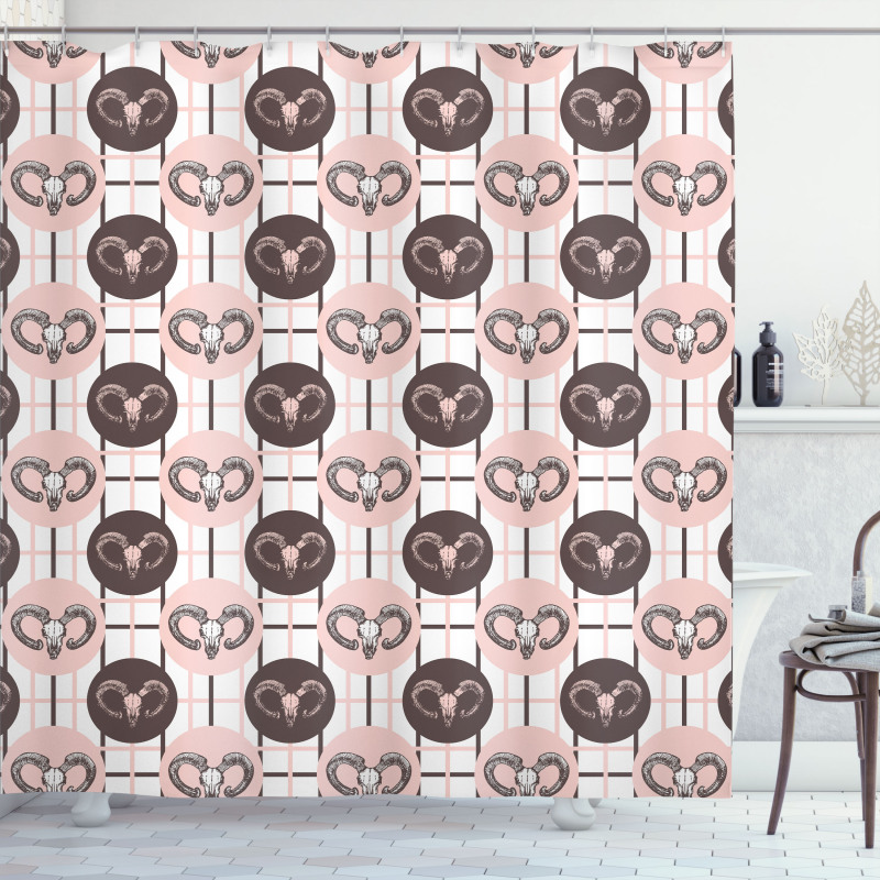 Animal Portraits on Circles Shower Curtain