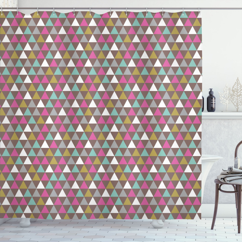 Colorful Vintage Triangles Shower Curtain