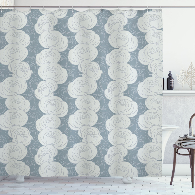 Hazy Tone Rose Silhouettes Shower Curtain