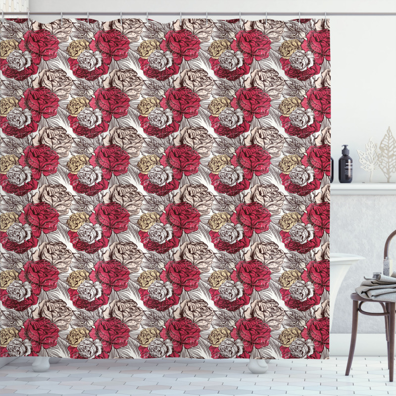 Close up High Detailed Roses Shower Curtain