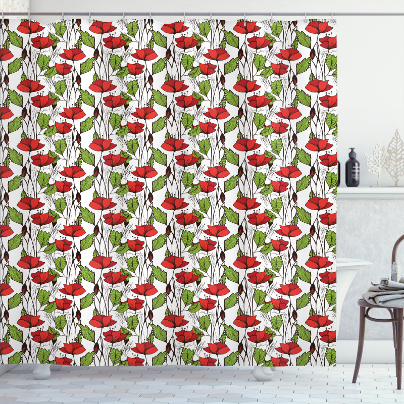 Close up View of Poppies Shower Curtain