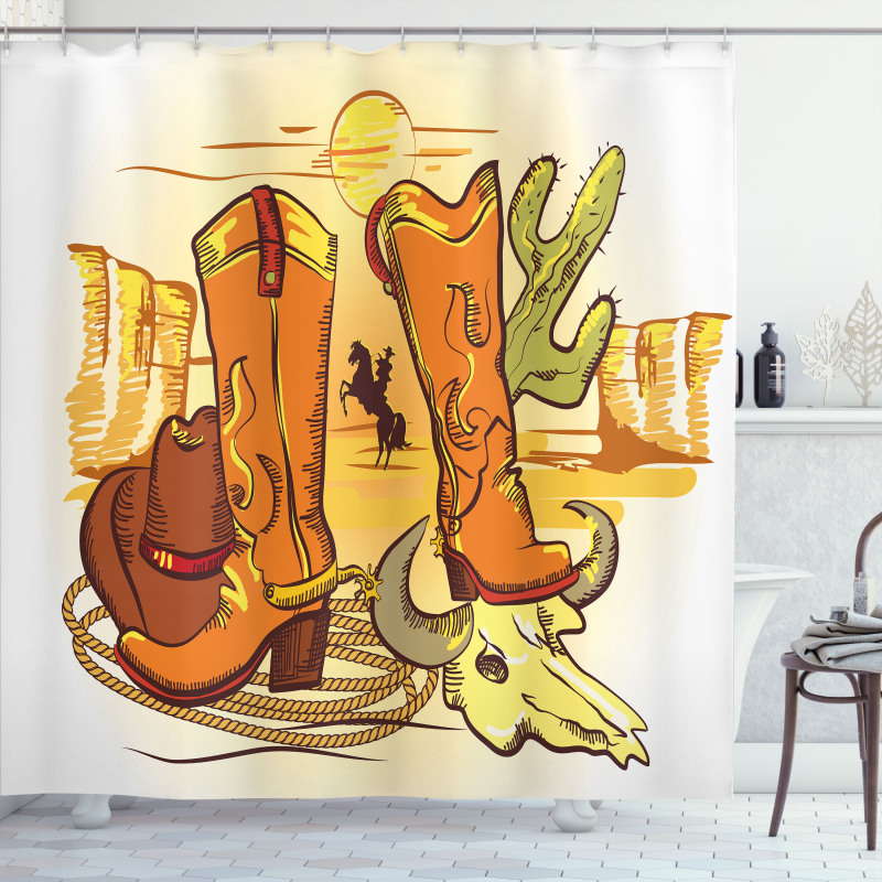 Old Wild Cowboys Rope Shower Curtain