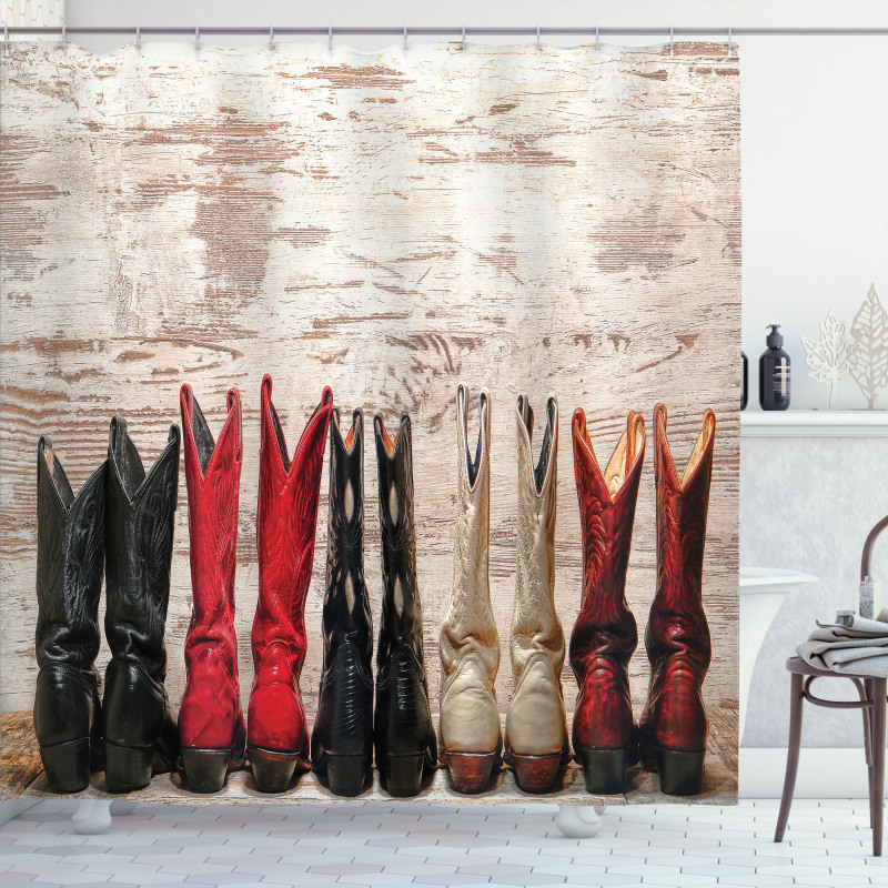 Rustic Wild West Boots Shower Curtain