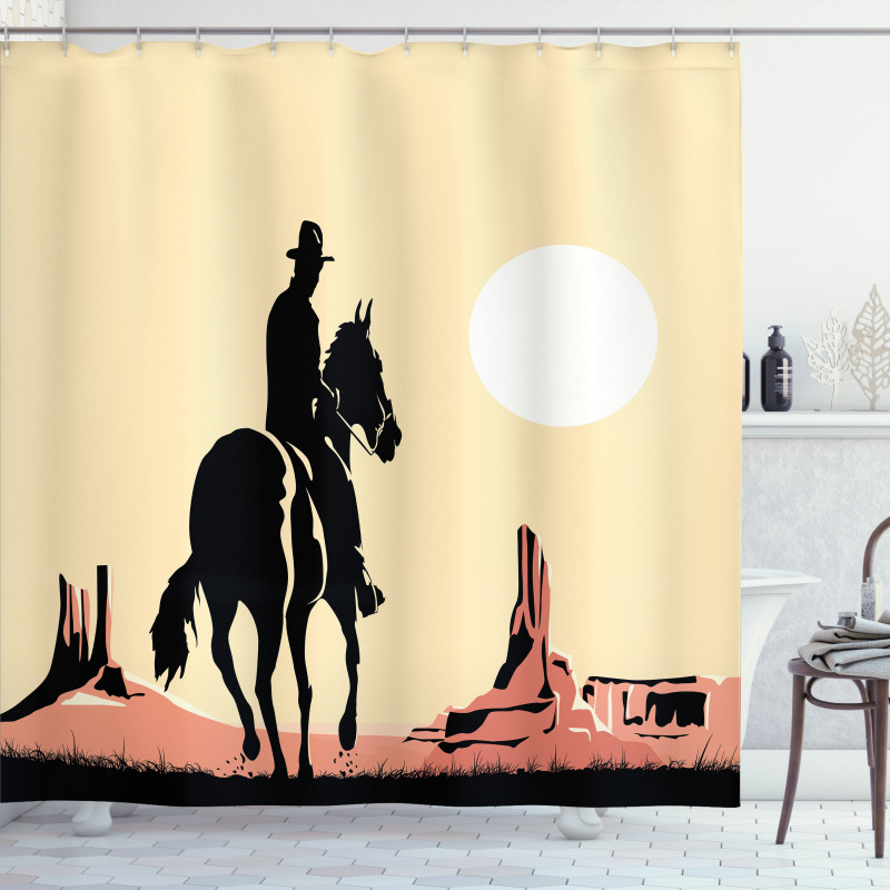 Cowboy Horse Sunset Shower Curtain