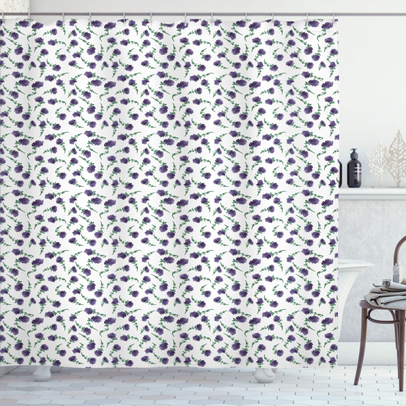 Watercolor Design Flowers Shower Curtain