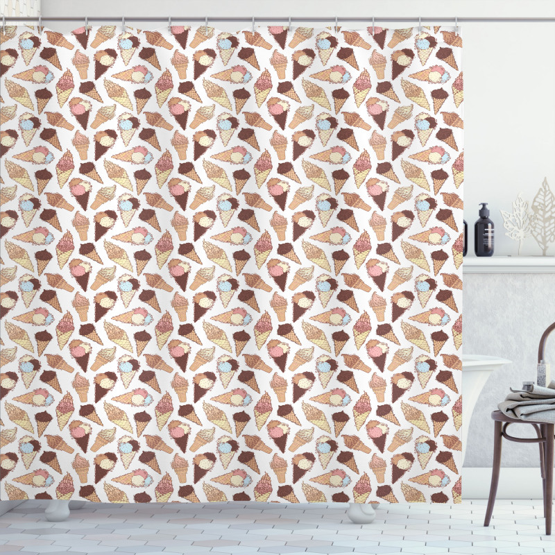 Creamy Cold and Cones Shower Curtain