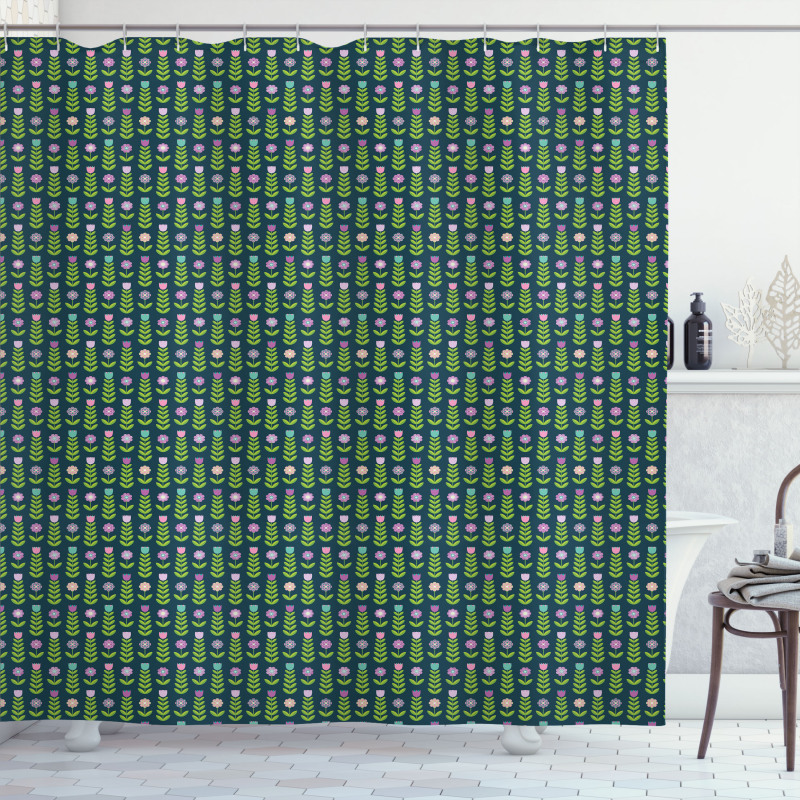 Graphical Geometric Flowers Shower Curtain