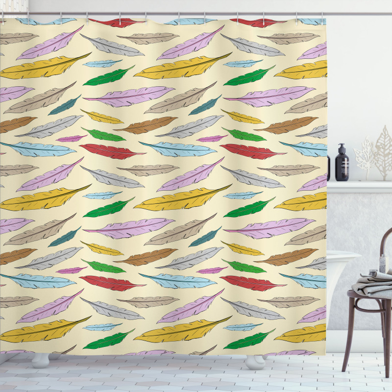 Bohemian Feathers Pattern Shower Curtain