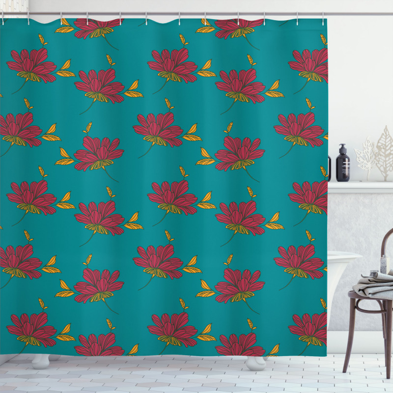 Autumn Flower Leaves Art Shower Curtain