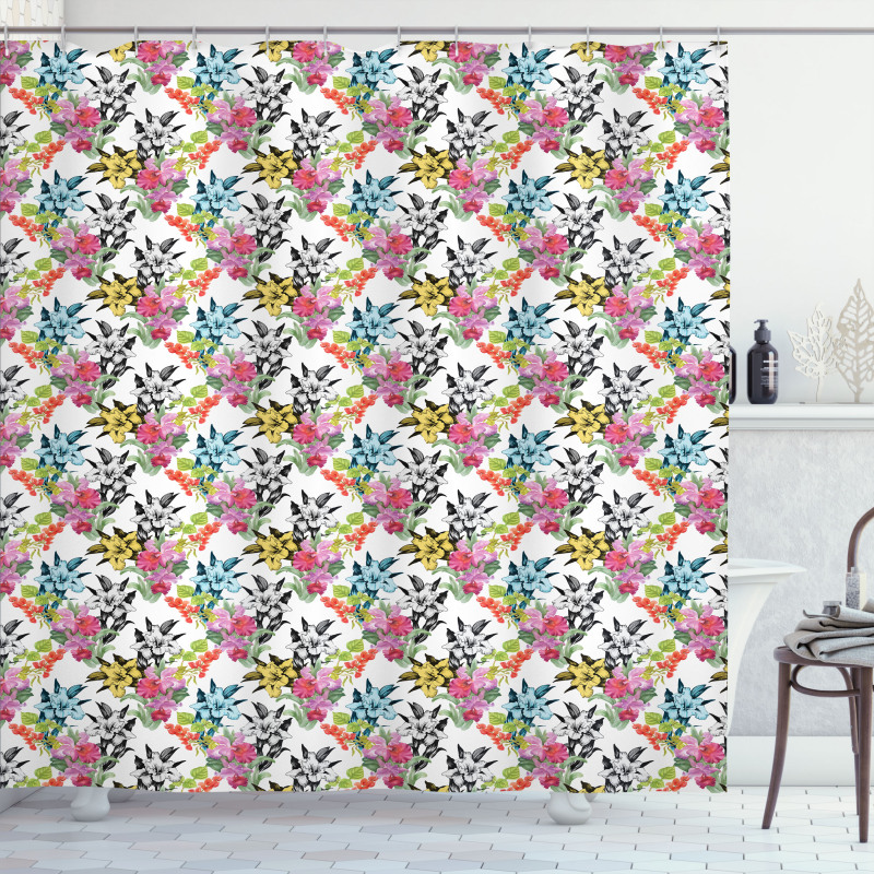 Tropical Colorful Daffodils Shower Curtain