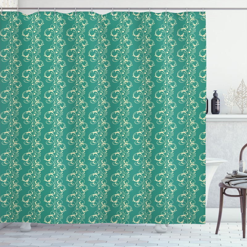 Shapes in Damask Pattern Shower Curtain