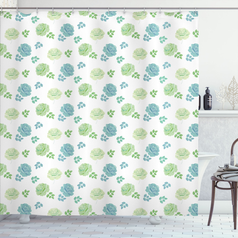 Art Rose Flowers and Leaves Shower Curtain