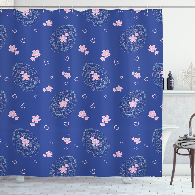 Easter Eggs Flowers Hearts Shower Curtain