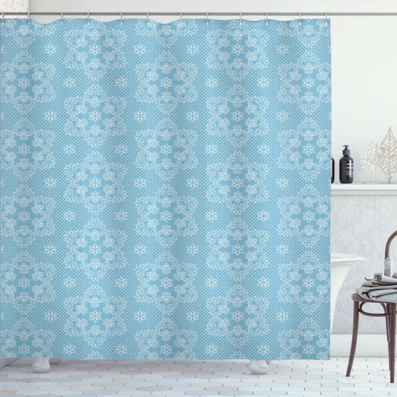 Lace Style Winter Snowflake Shower Curtain