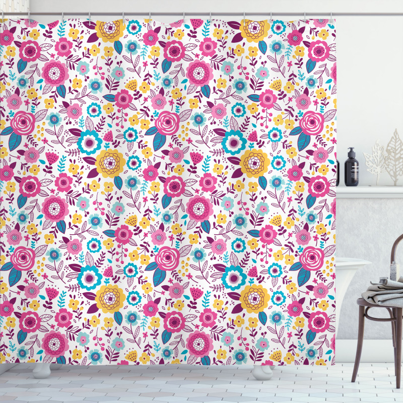 Flowers as Colorful Shower Curtain