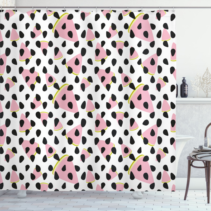 Seeds and Watermelon Slices Shower Curtain