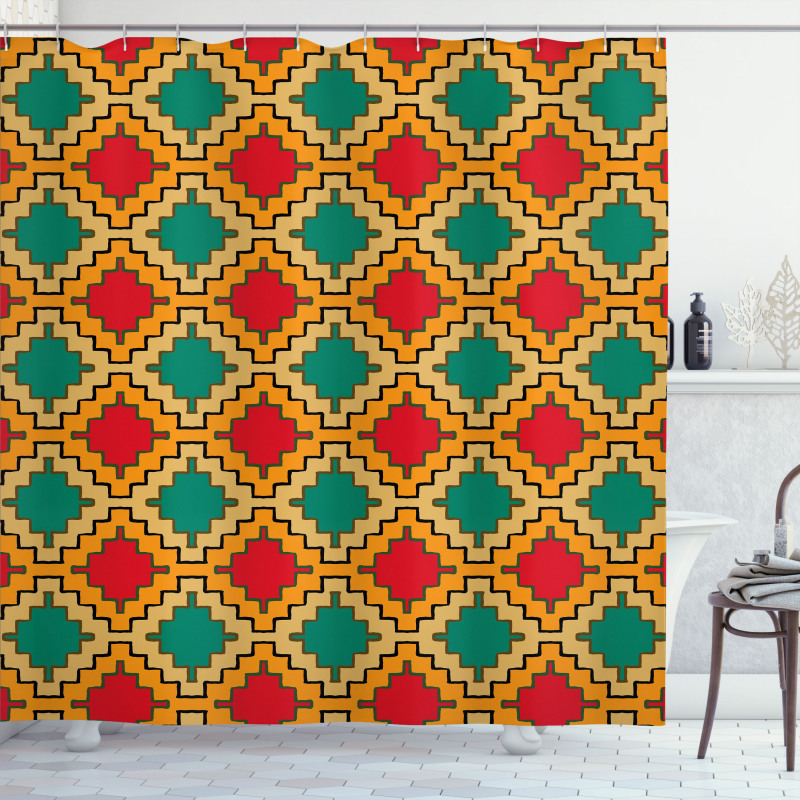 Stair Sided Tribal Shapes Shower Curtain