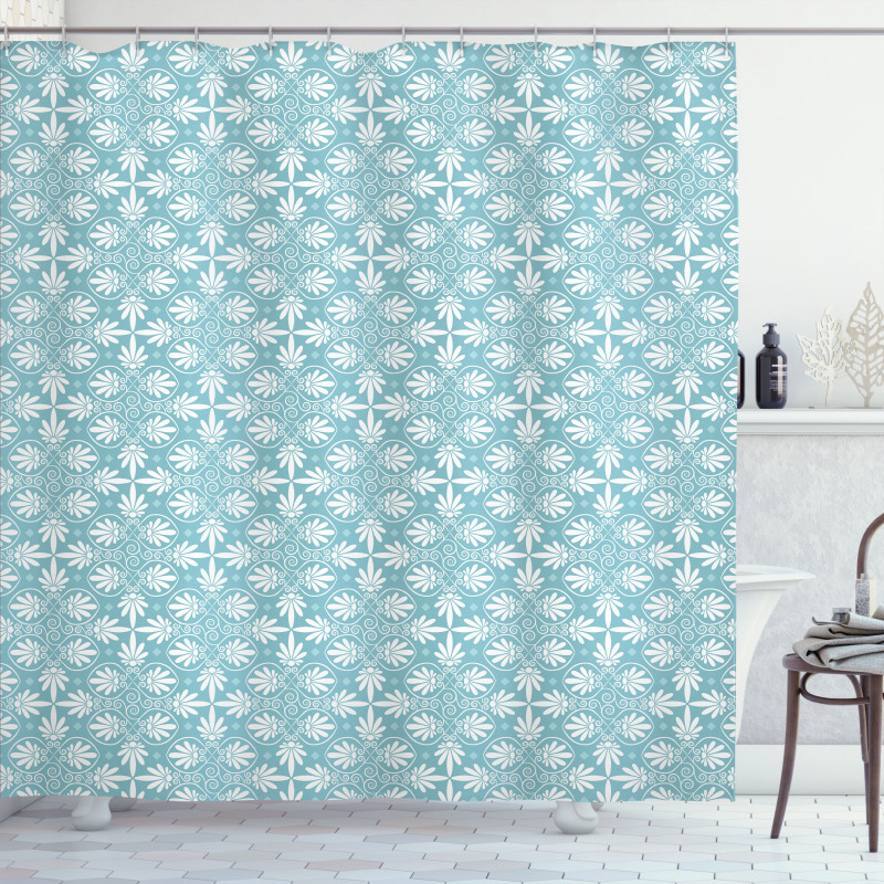 Greek Inspired Floral Art Shower Curtain