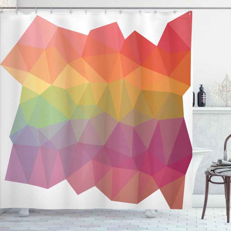 Retro Rainbow Colors Poly Shower Curtain