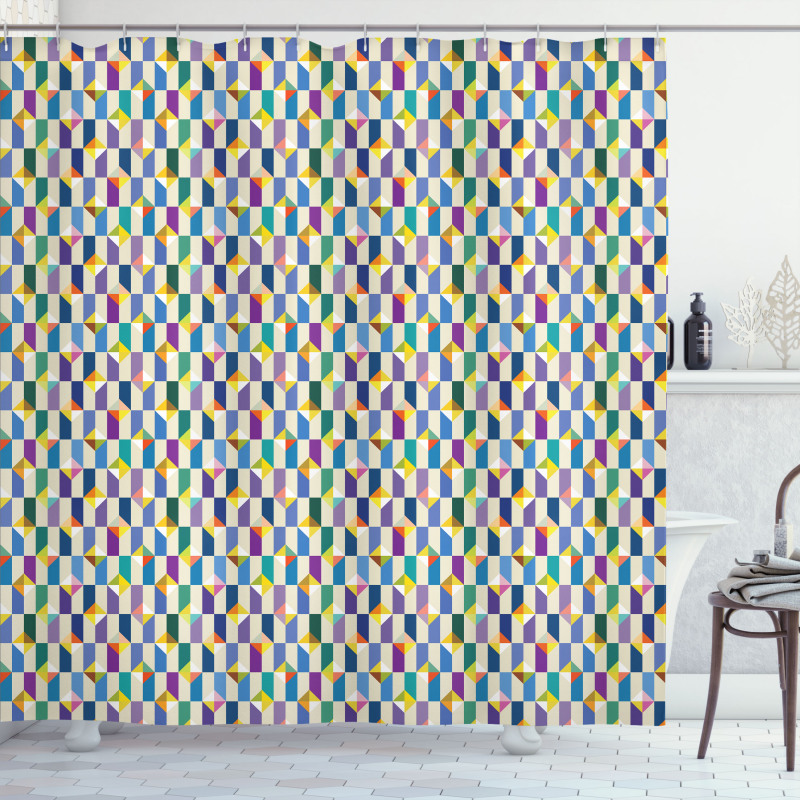 Retro Triangles Rectangles Shower Curtain