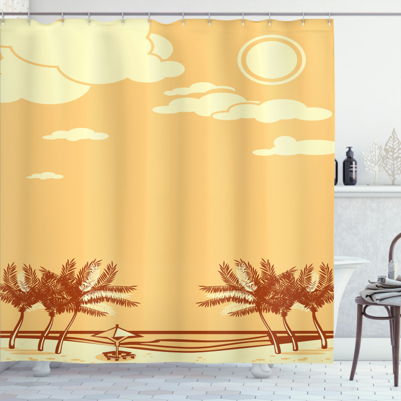 Retro Seaside Palm Trees Shower Curtain