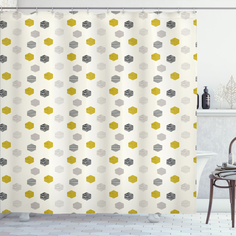Minimalistic Hexagons Art Shower Curtain