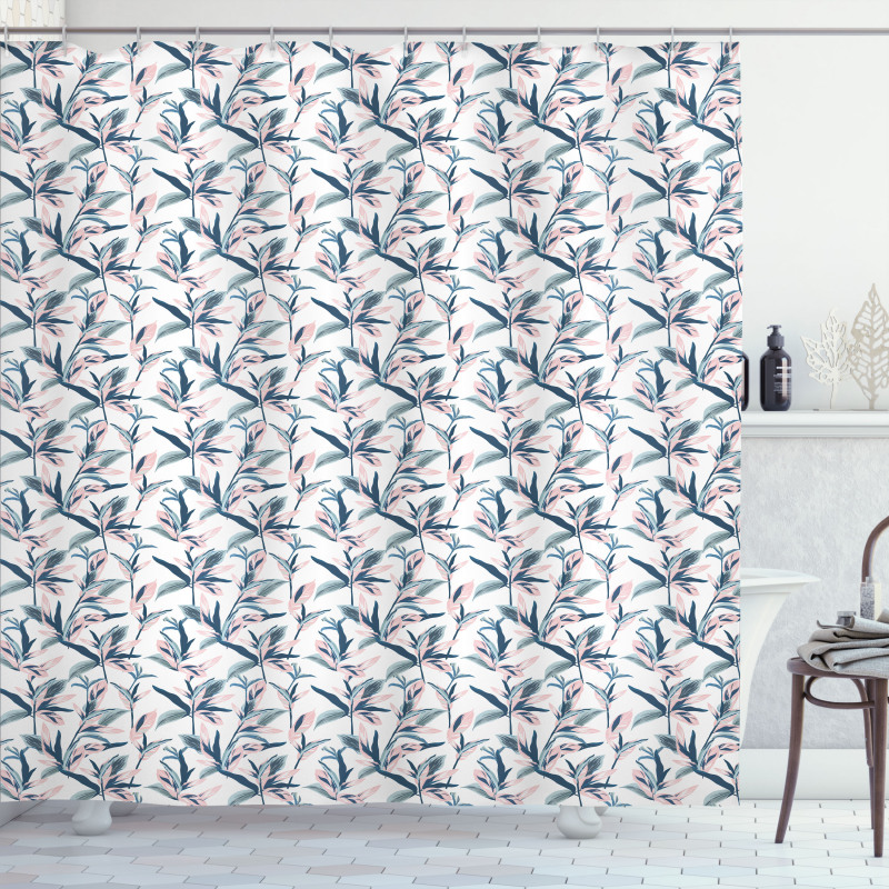 Graphic Design of Leaves Shower Curtain