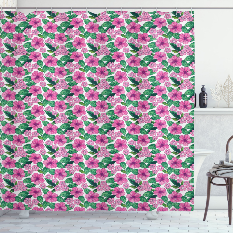 Hibiscus and Plumeria Art Shower Curtain