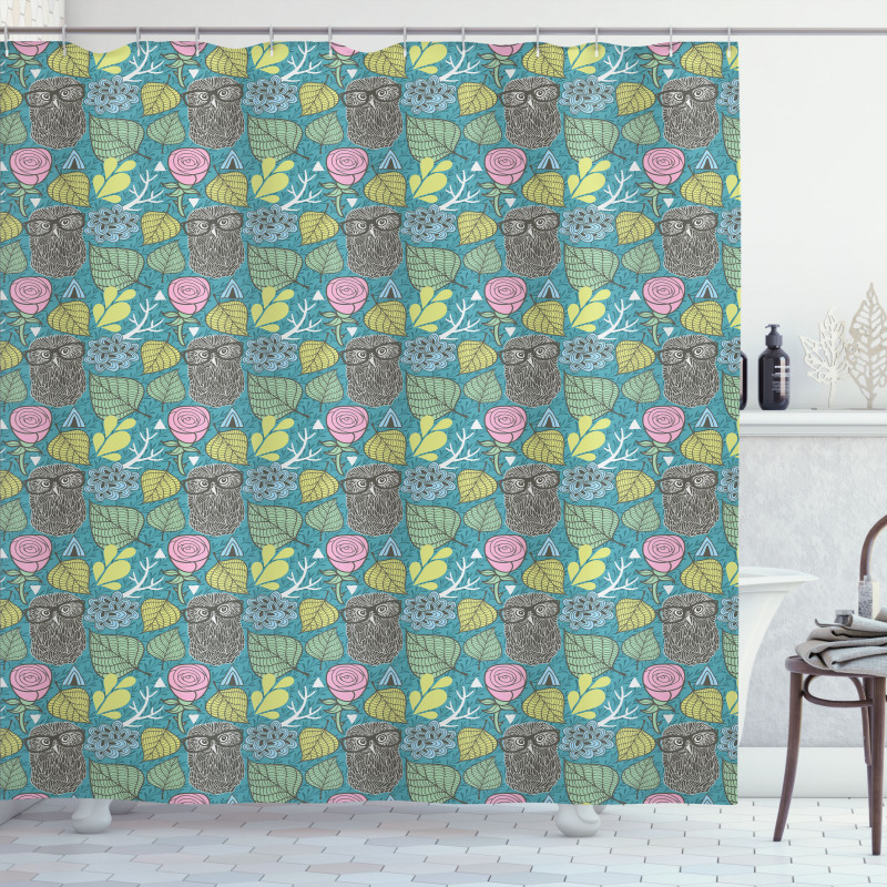 Hipster Animal Wise Bird Shower Curtain