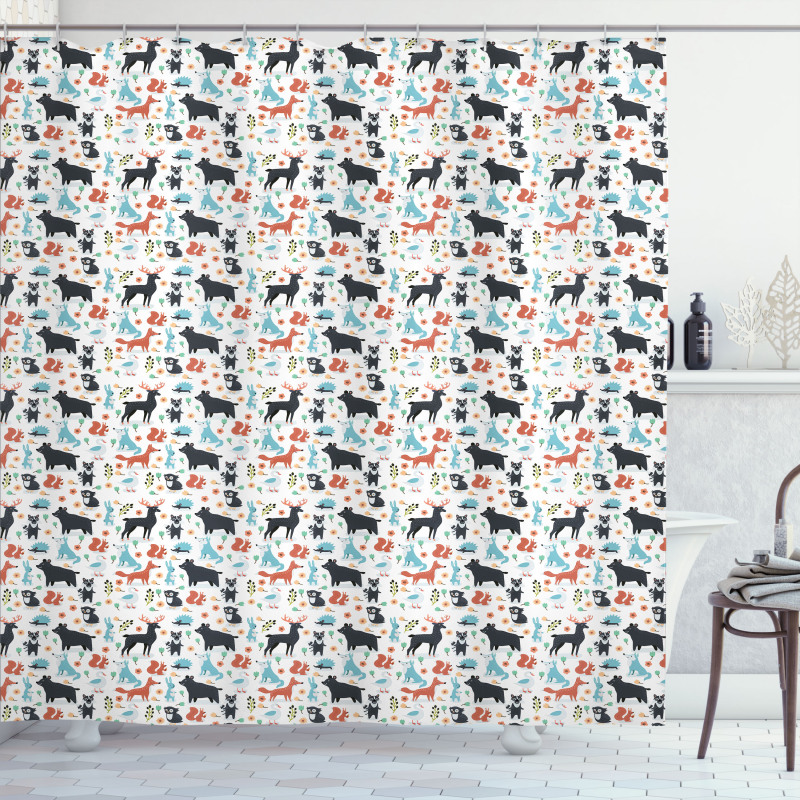 Fox Rabbit Bear Owl Shower Curtain