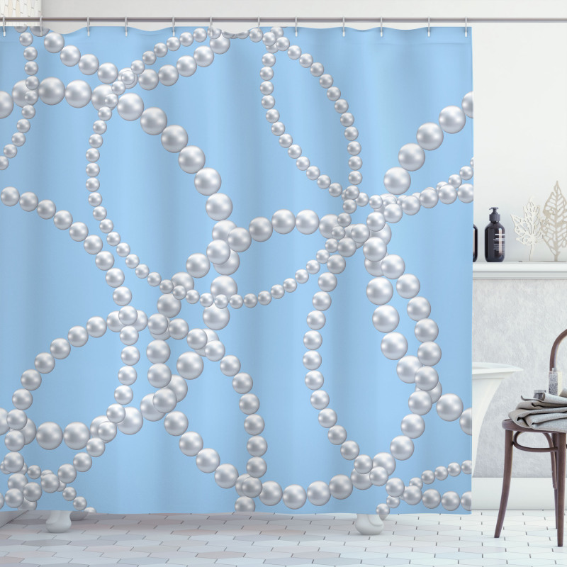 Pearl Necklace Bracelet Shower Curtain