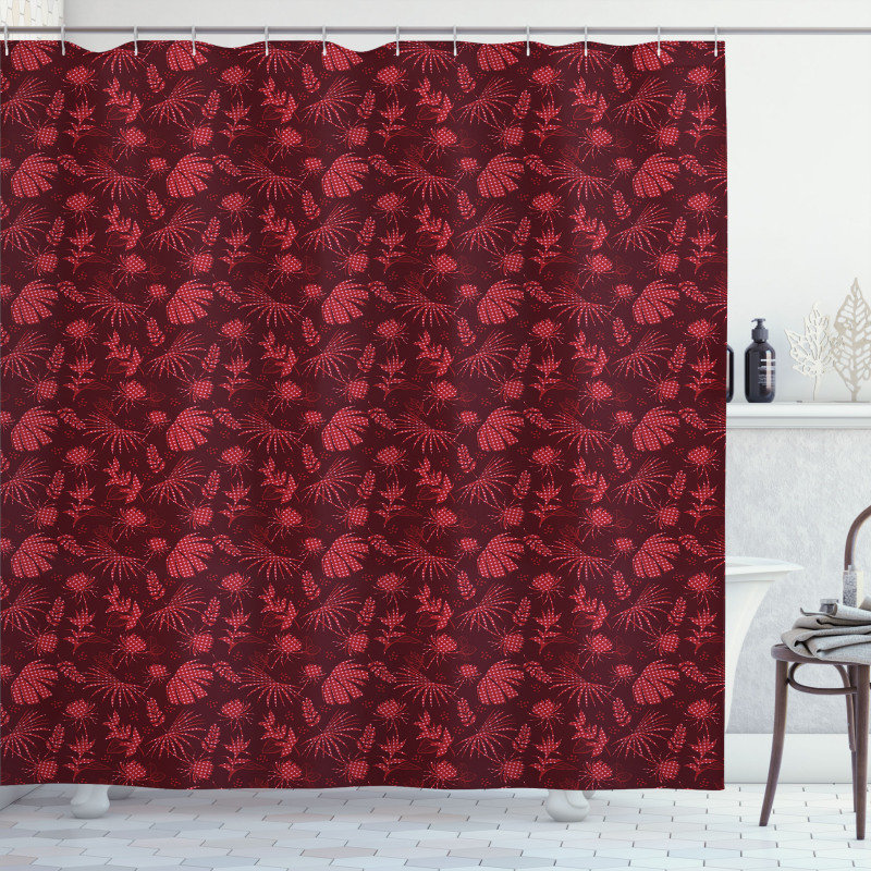 Warm Polka Dotted Flowers Shower Curtain
