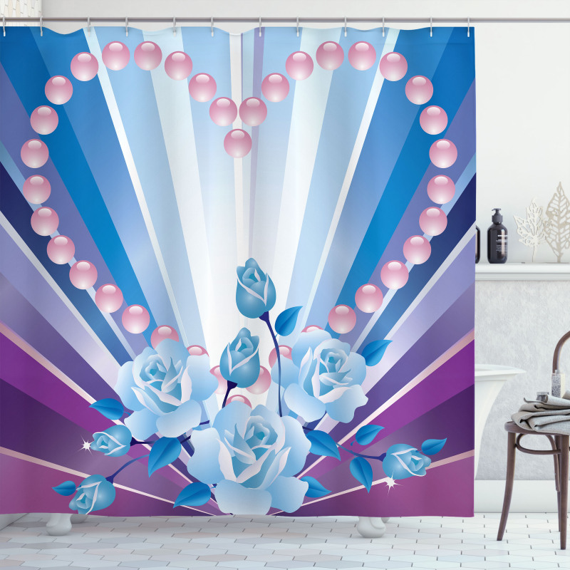 Valentines Roses Heart Shower Curtain