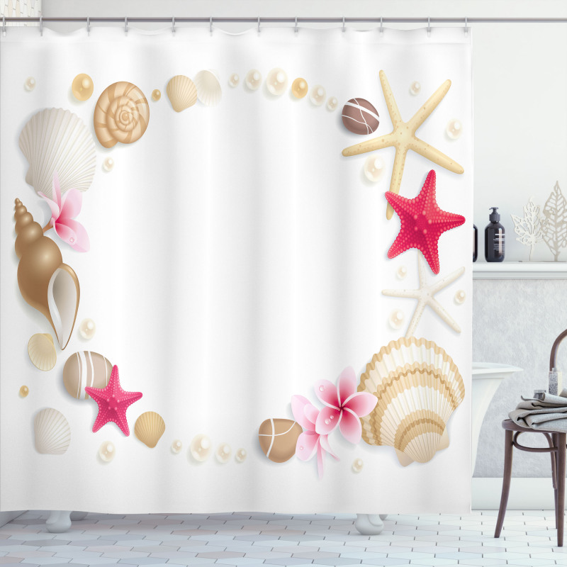 Seashells Flower Star Shower Curtain