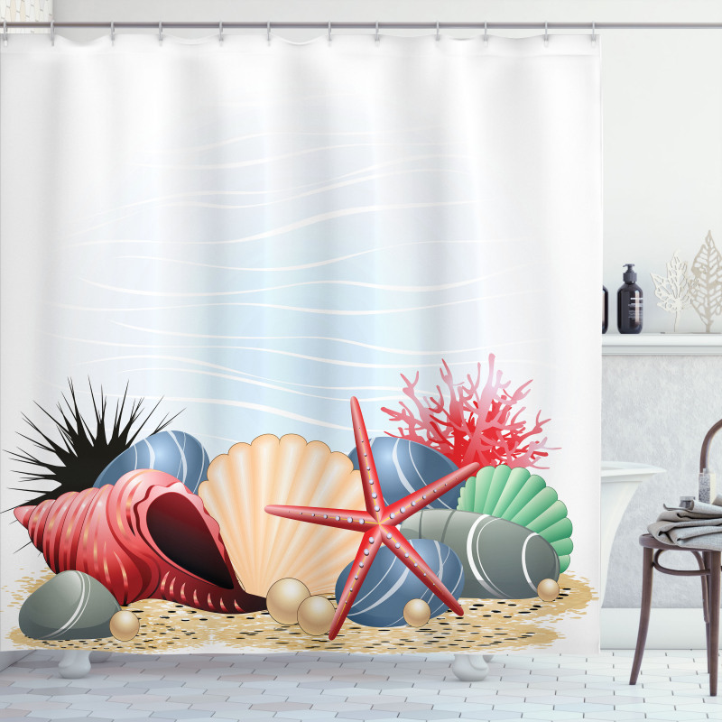 Summertime Seaside Pearl Shower Curtain