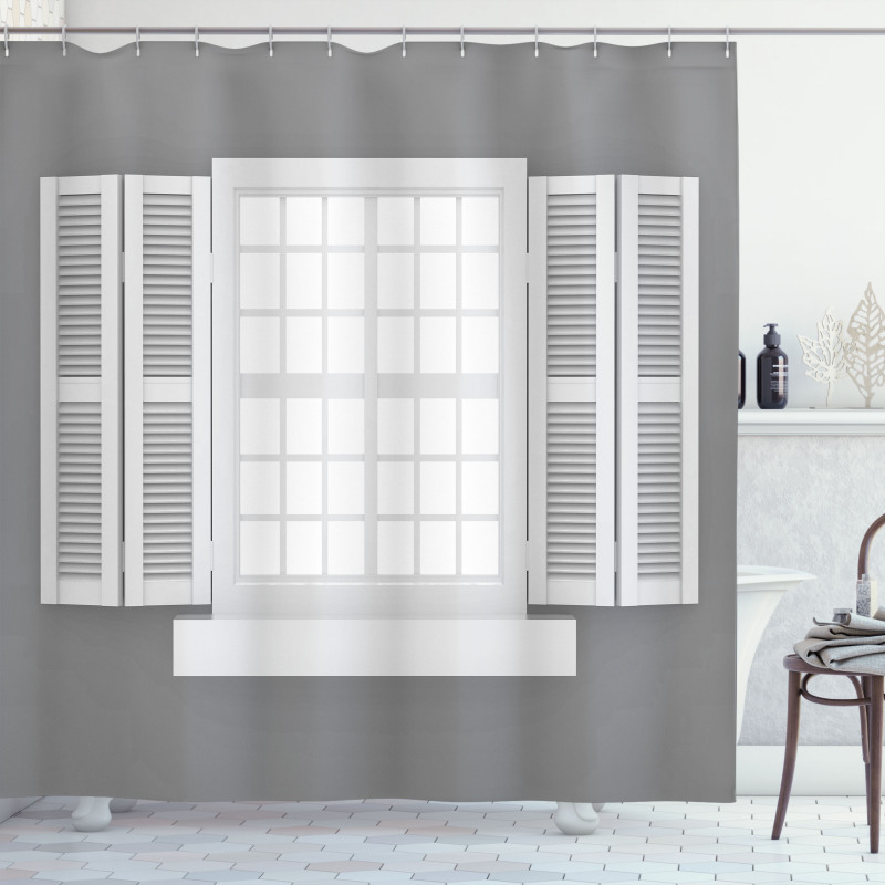 Wooden Window Shutter Shower Curtain