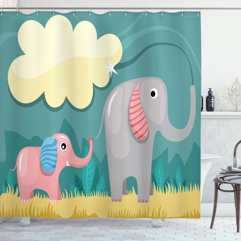 Pastel Baby Animal Shower Curtain