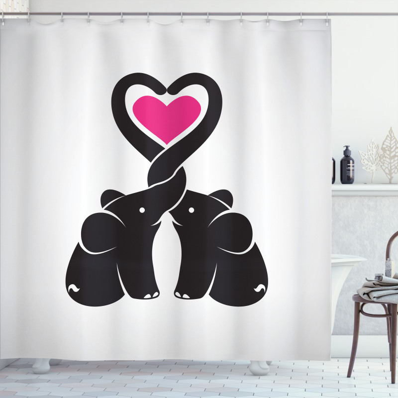 Heart with Animals Trunks Shower Curtain