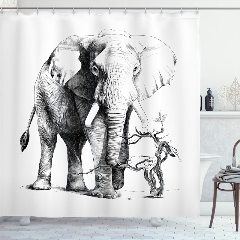 Big Mammal Sketch Shower Curtain