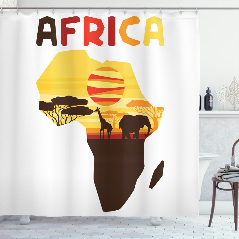 Map with Wild Life Shower Curtain