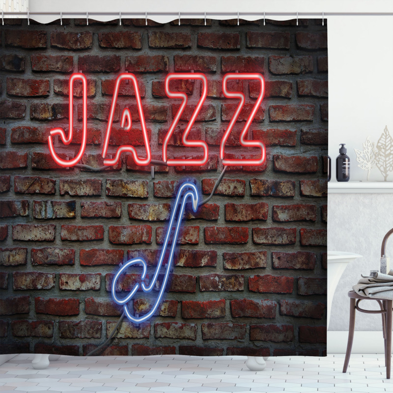 All Jazz Sign Brick Wall Shower Curtain