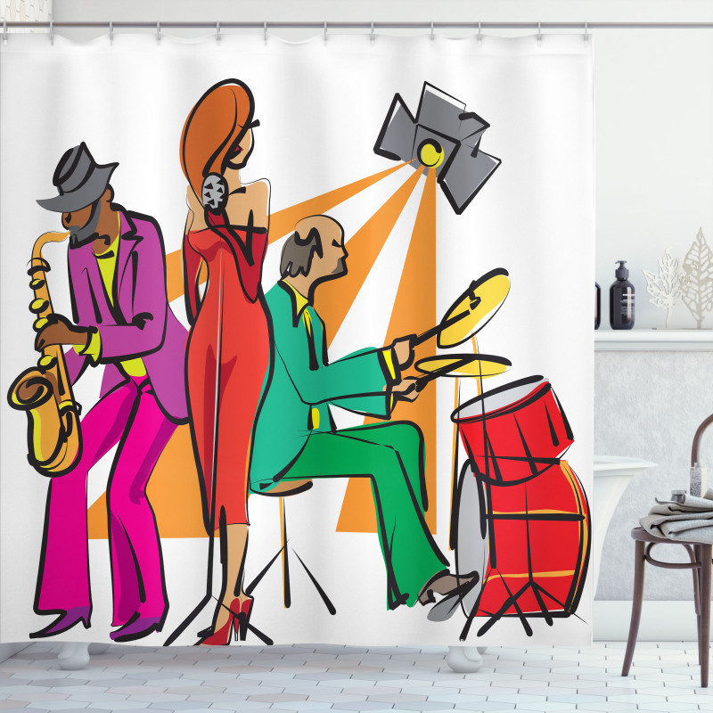 Jazz Band on Stage Shower Curtain