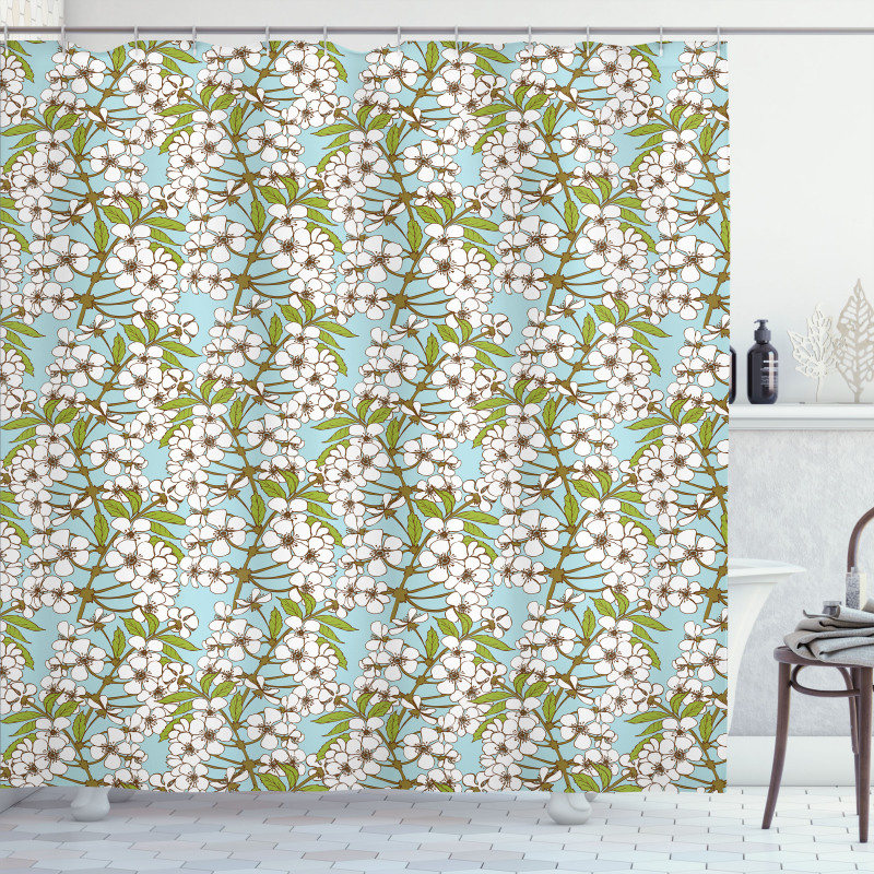 Delicate Floral Branches Art Shower Curtain