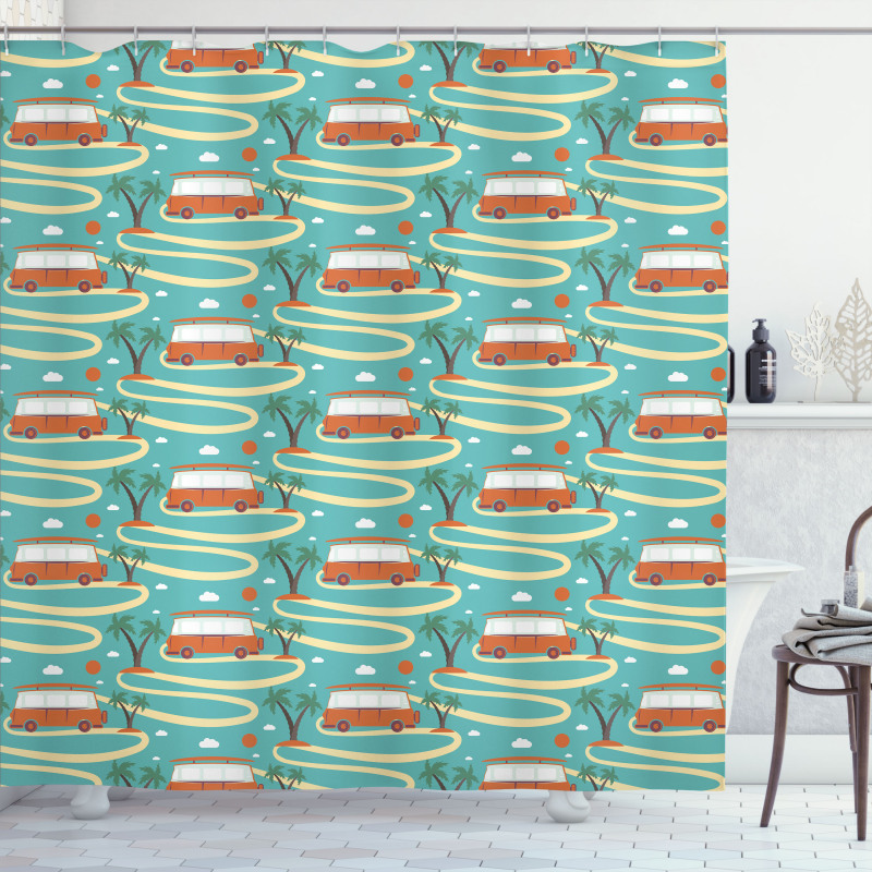 Summer Van and Palms Shower Curtain