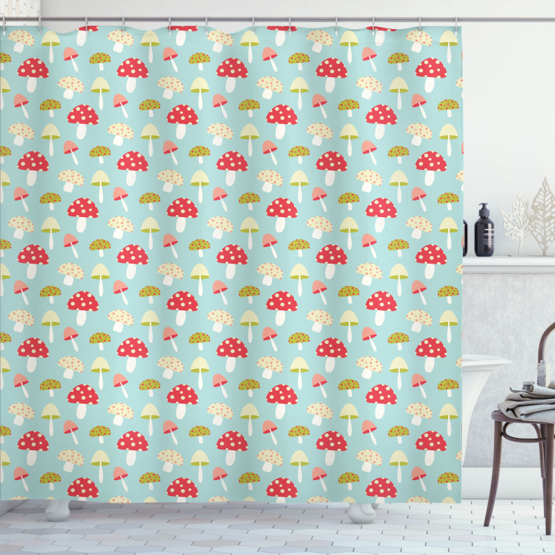 Cartoon Style Polka Dotted Shower Curtain